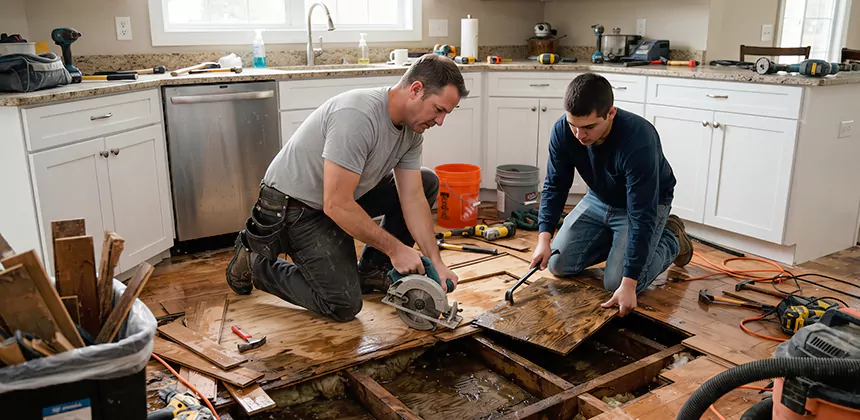 Kitchen Floor Water Damage Repair in Kaysville